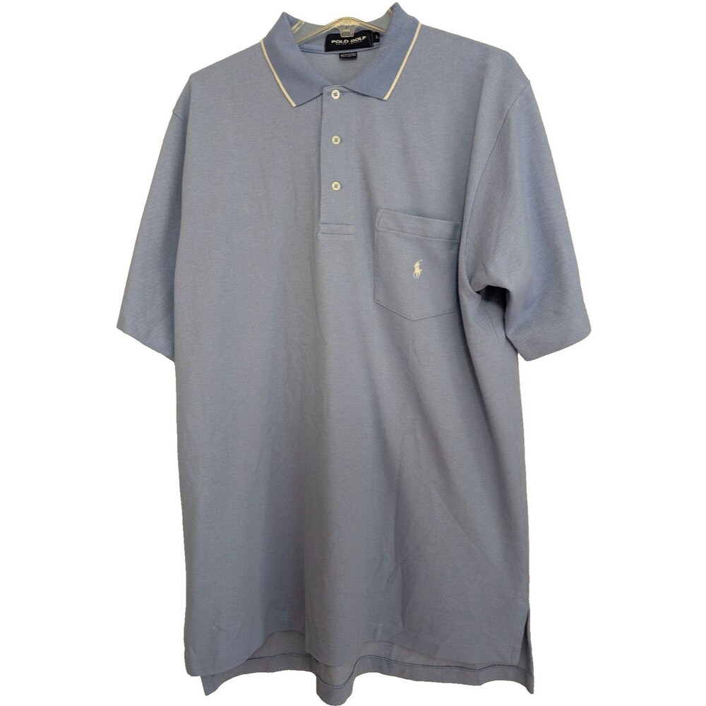 VTG 90s Men's Polo Golf Ralph Lauren Shirt NOS NWT Light Blue W/White Pony L